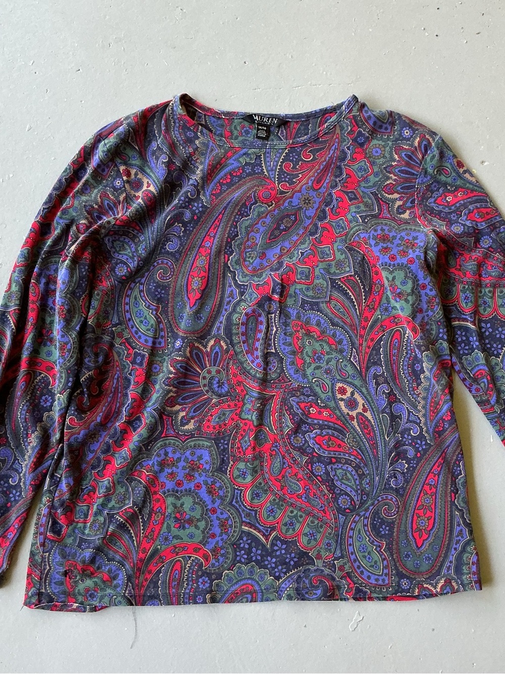 Black Label vintage Ralph Lauren Multicolor Paisley Long Sleeve Top